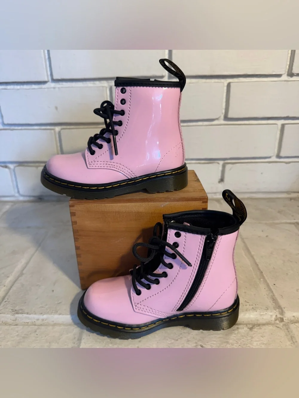 Dr. Martens Toddler 1460 T Patent Leather Boots Pink - Size 8 US